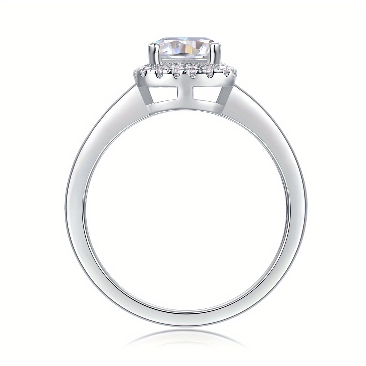 S925 Silver Moissanite Light End Ring, Men Women, No Fade